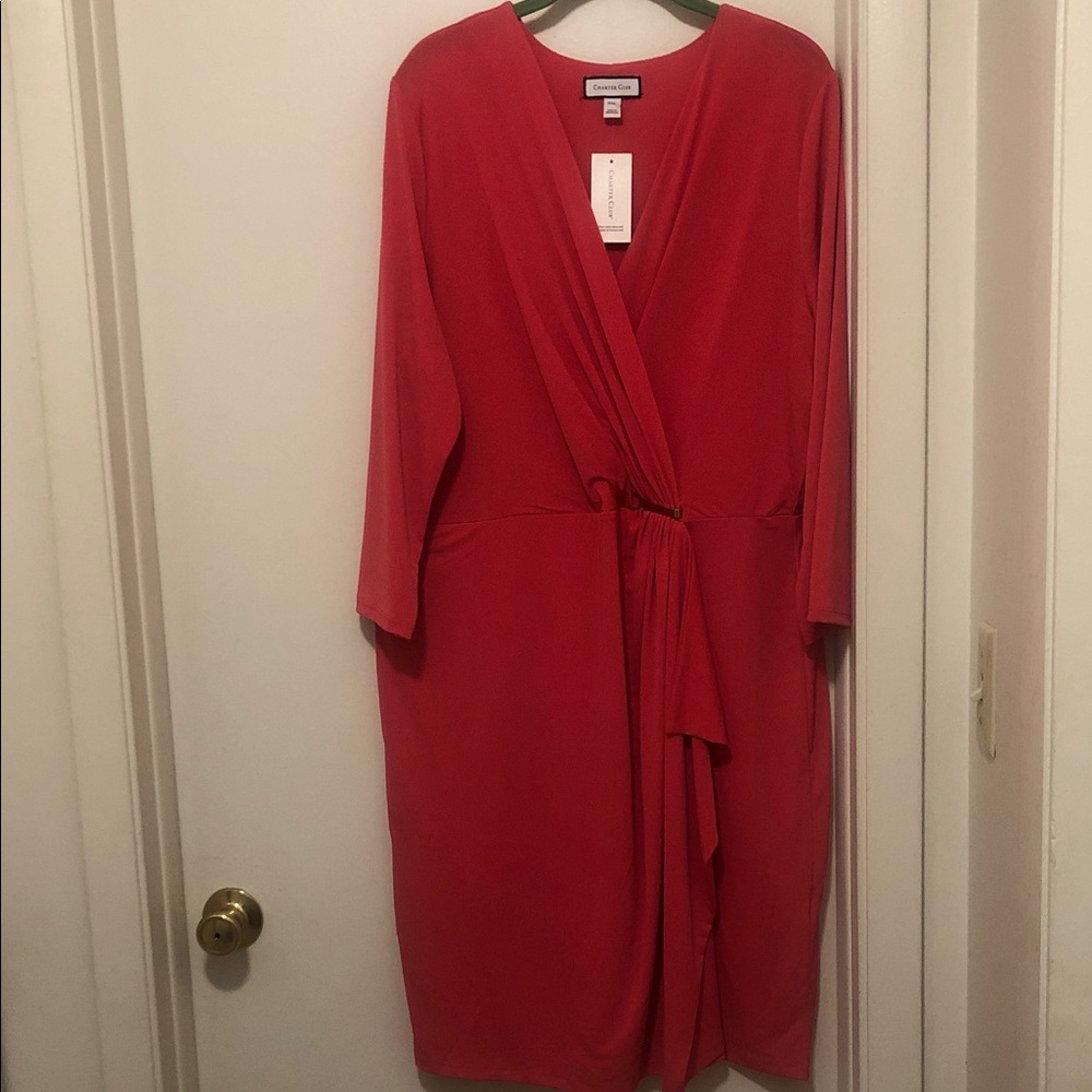 Charter Club Coral Faux Wrap Dress
